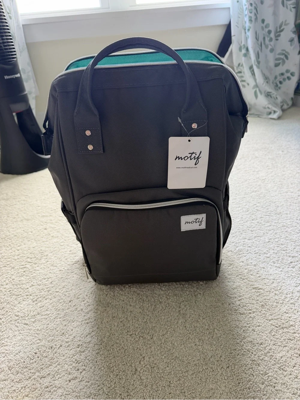 Motif Dark Gray Baby Bag Backpack - Versatile Diaper Bag